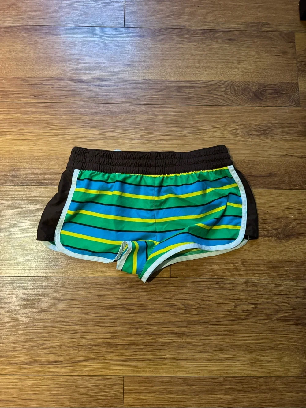 Vintage Striped Green & Blue Women’s Athletic Shorts